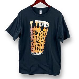 Shirt Woot beer graphic black T-shirt size L‎